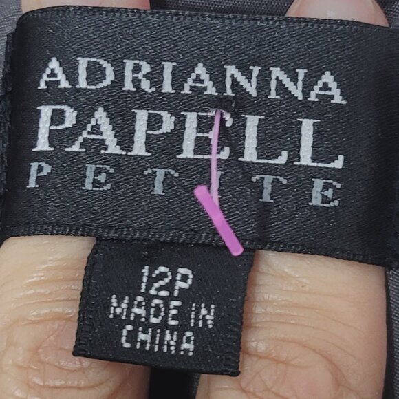 Adrianna Papell NEW Gray Floral Lace Overlay Short Sleeve Sheath Dress 12P NWT - Picture 8 of 11